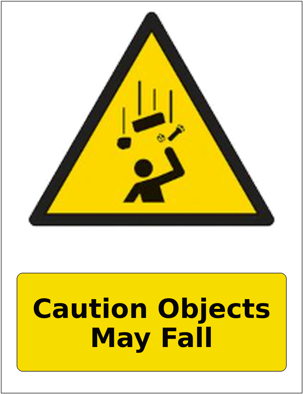 Caution Objects May Fall portrait falling objects warning sticker