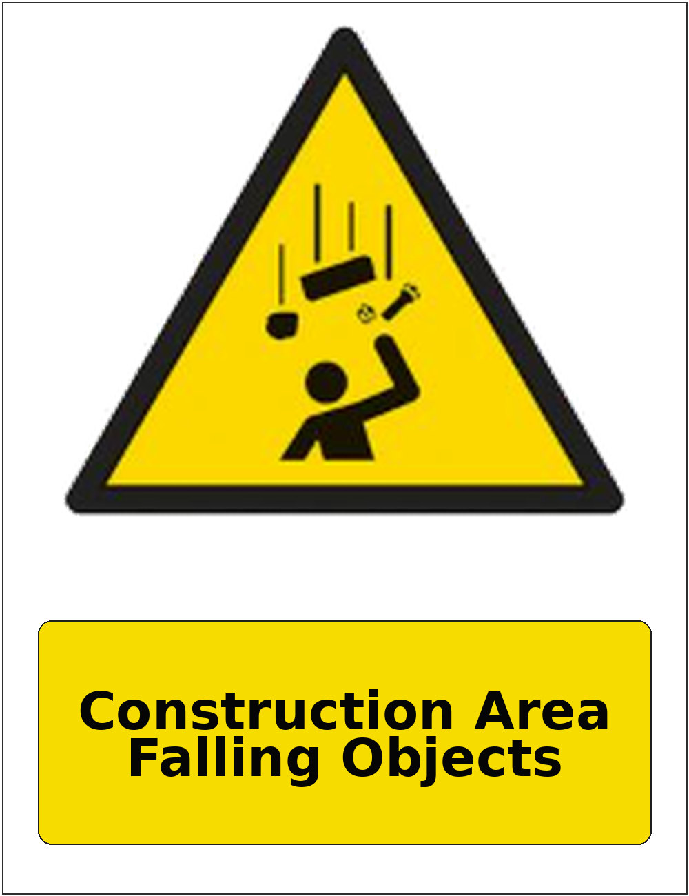 Construction Area Falling Objects portrait falling objects warning sticker