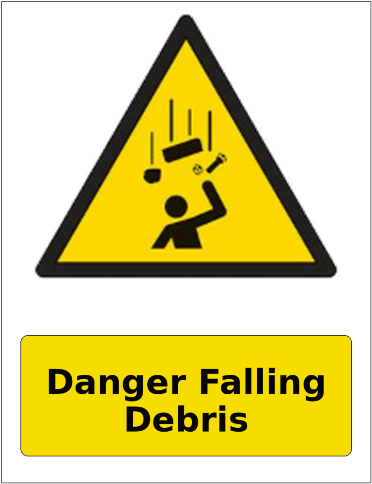Danger Falling Debris portrait falling objects warning sticker