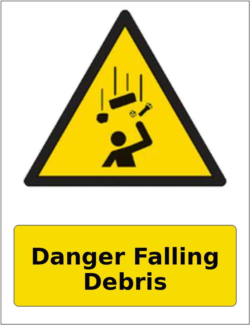 Danger Falling Debris portrait falling objects warning sticker