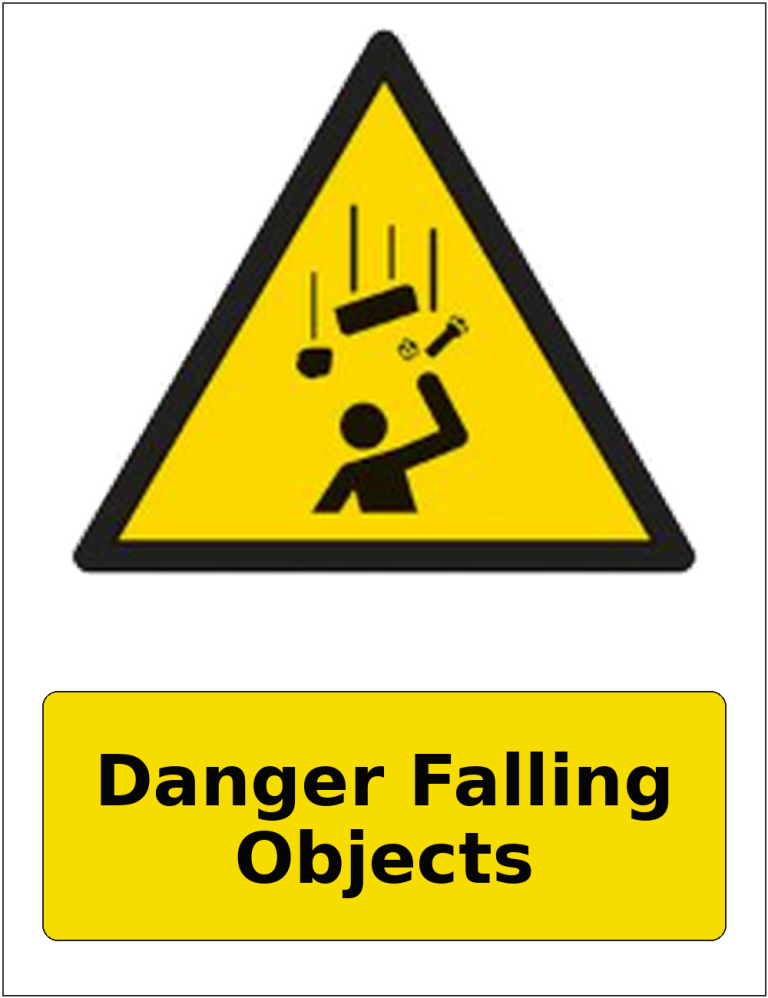 Danger Falling Objects portrait falling objects warning sticker