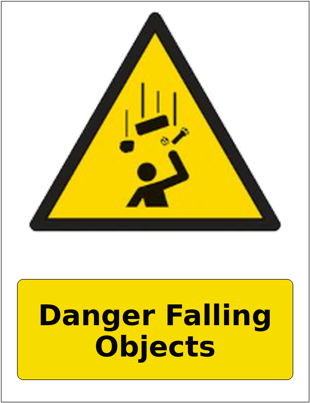 Danger Falling Objects portrait falling objects warning sticker