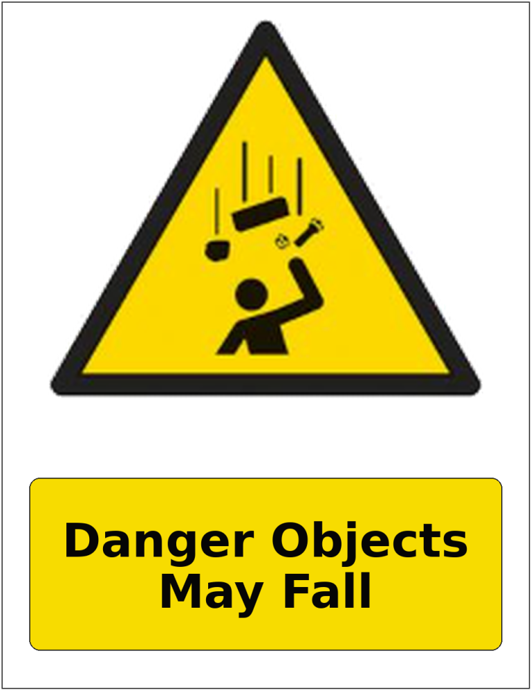 Danger Objects May Fall portrait falling objects warning sticker