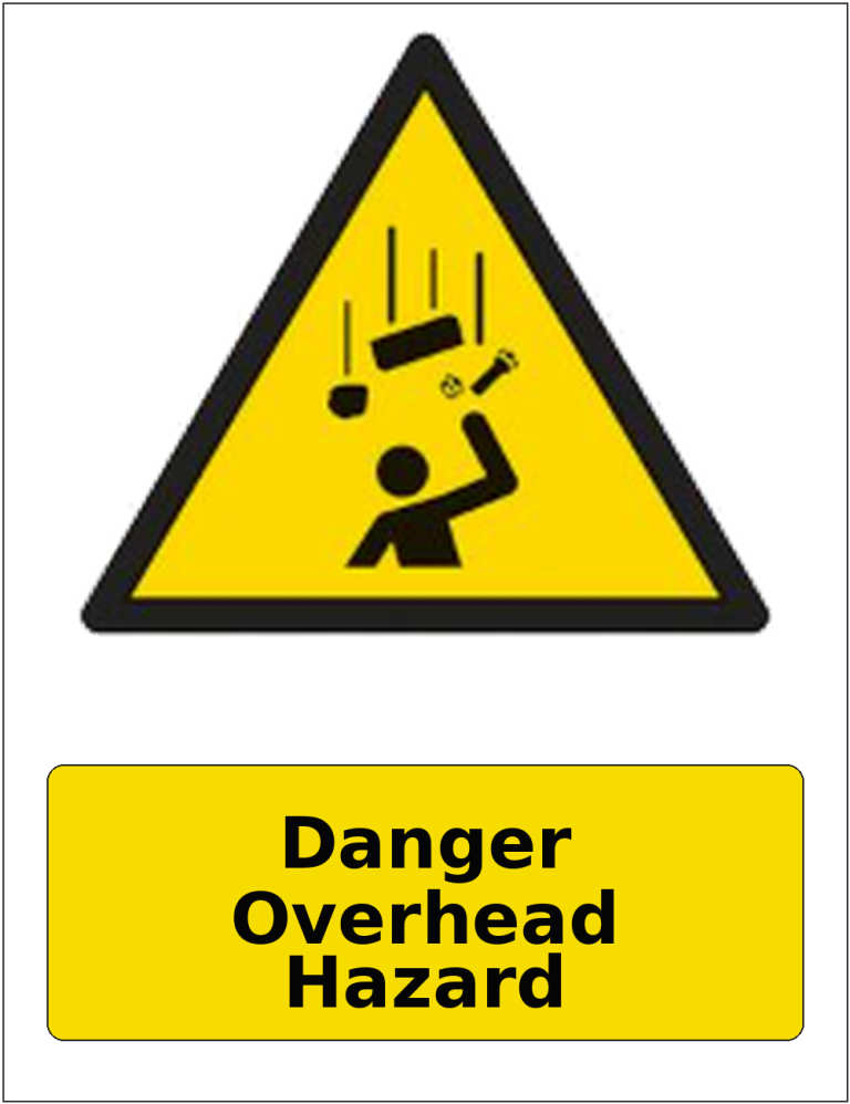 Danger Overhead Hazard portrait falling objects warning sticker