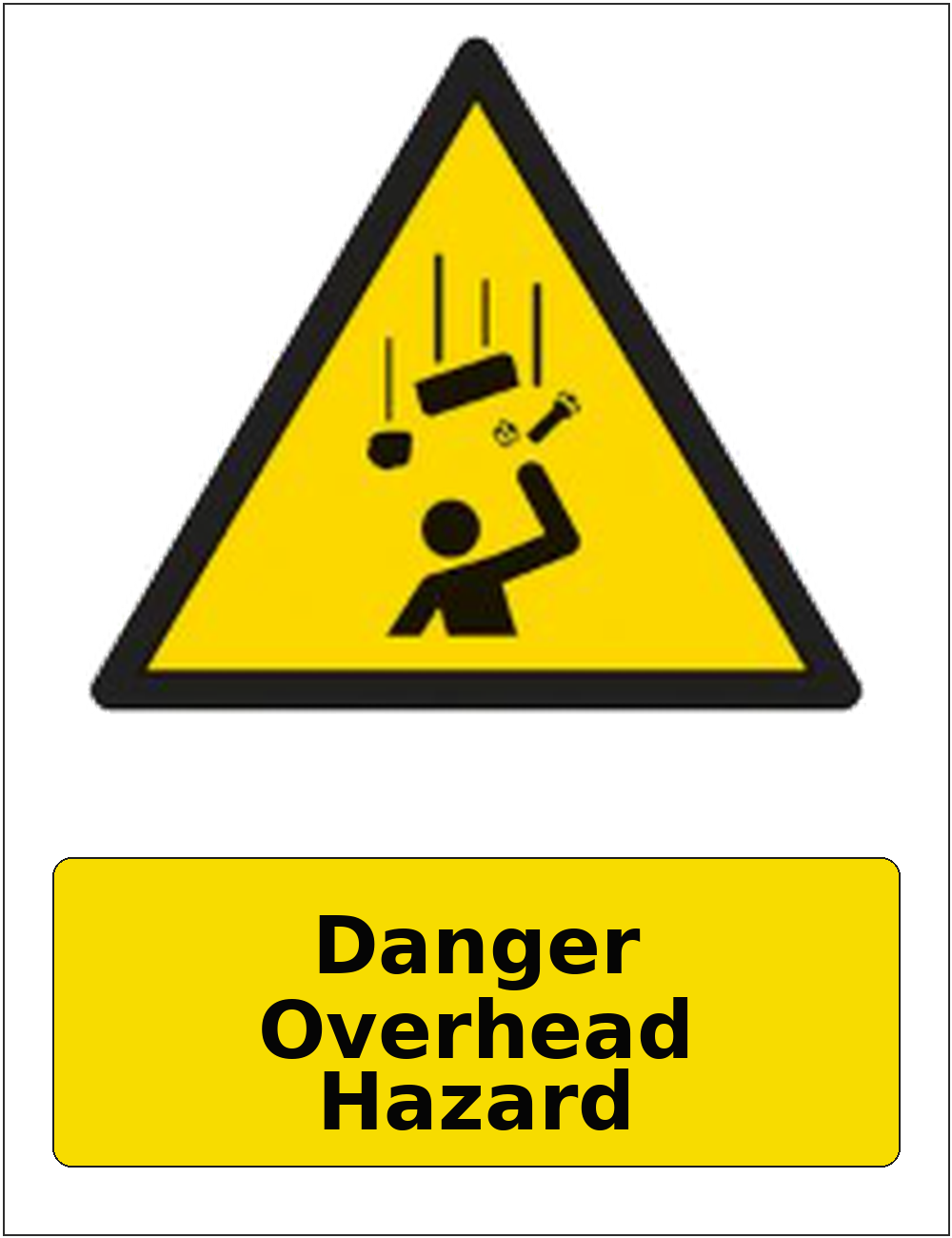 Danger Overhead Hazard portrait falling objects warning sticker
