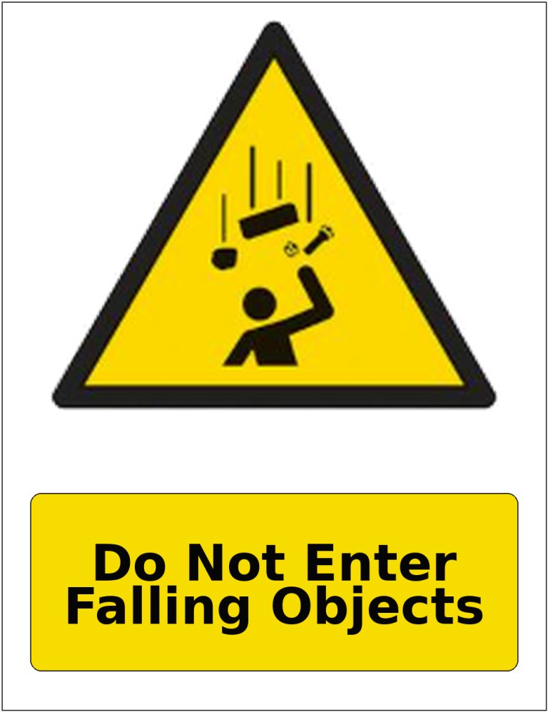 Do Not Enter Falling Objects portrait falling objects warning sticker