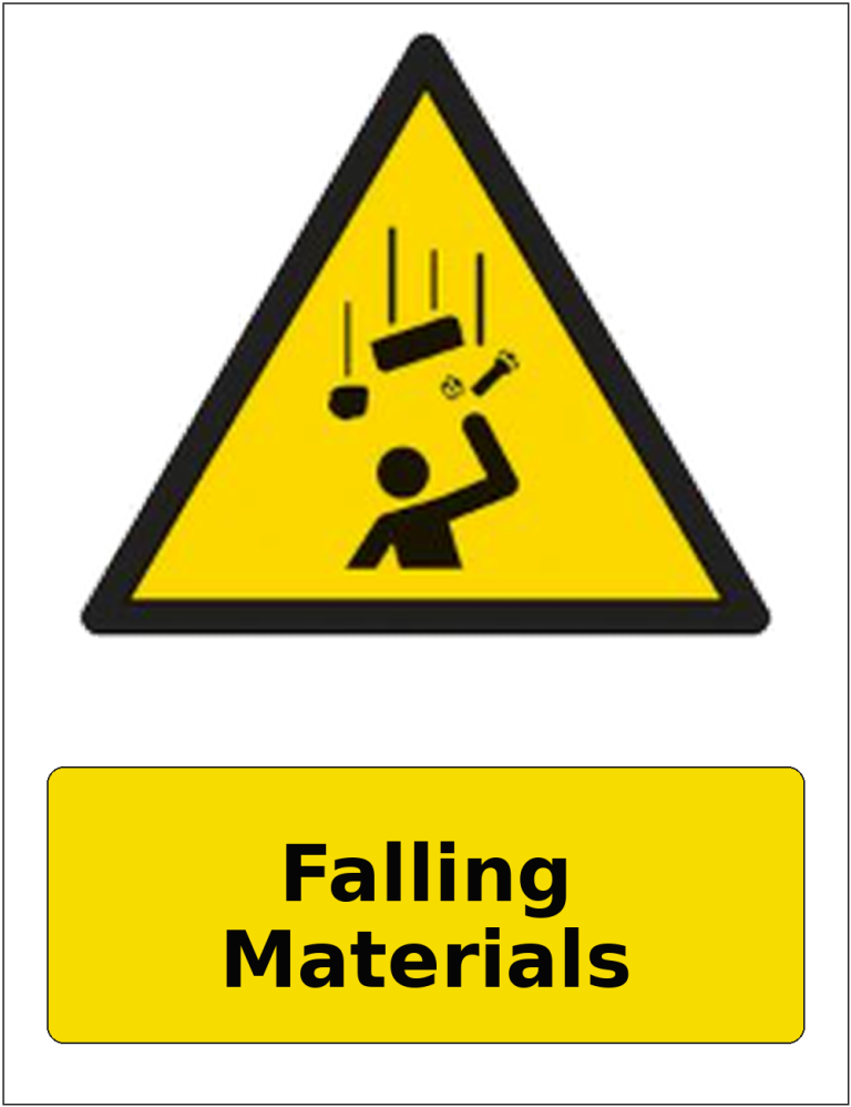 Falling Materials portrait falling objects warning sticker