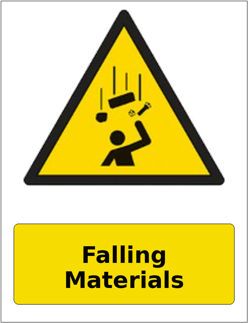 Falling Materials portrait falling objects warning sticker