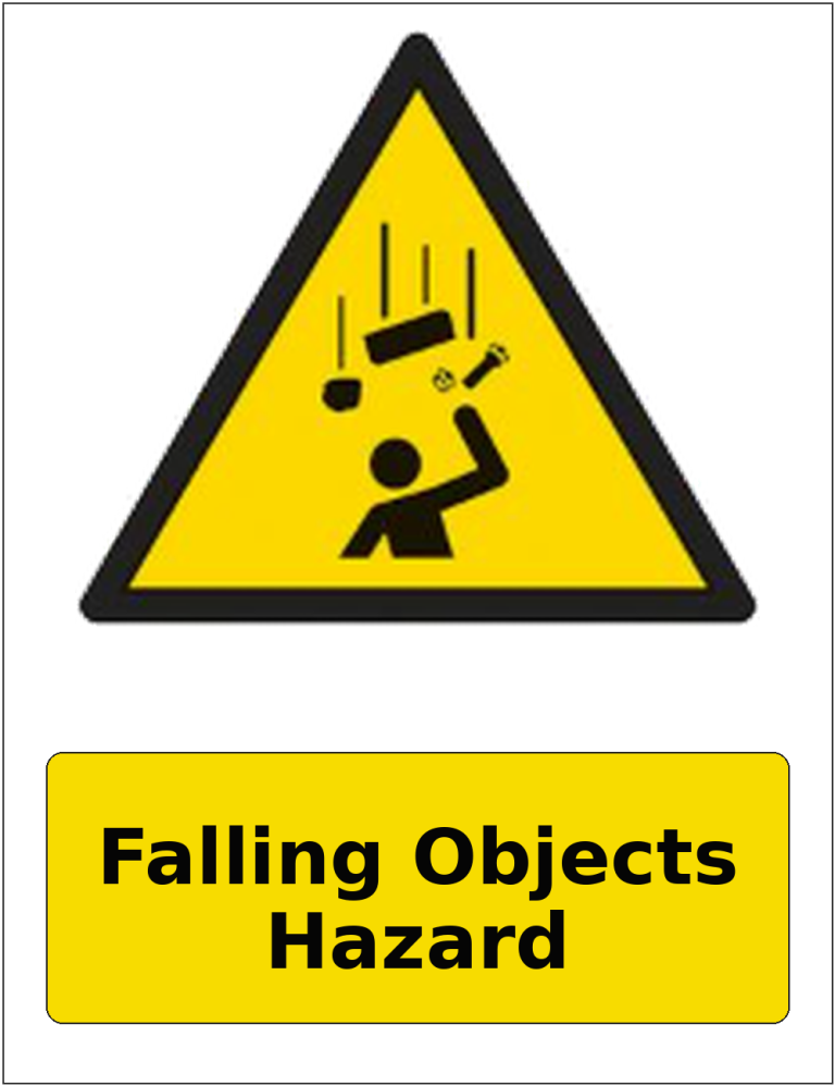 Falling Objects Hazard portrait falling objects warning sticker