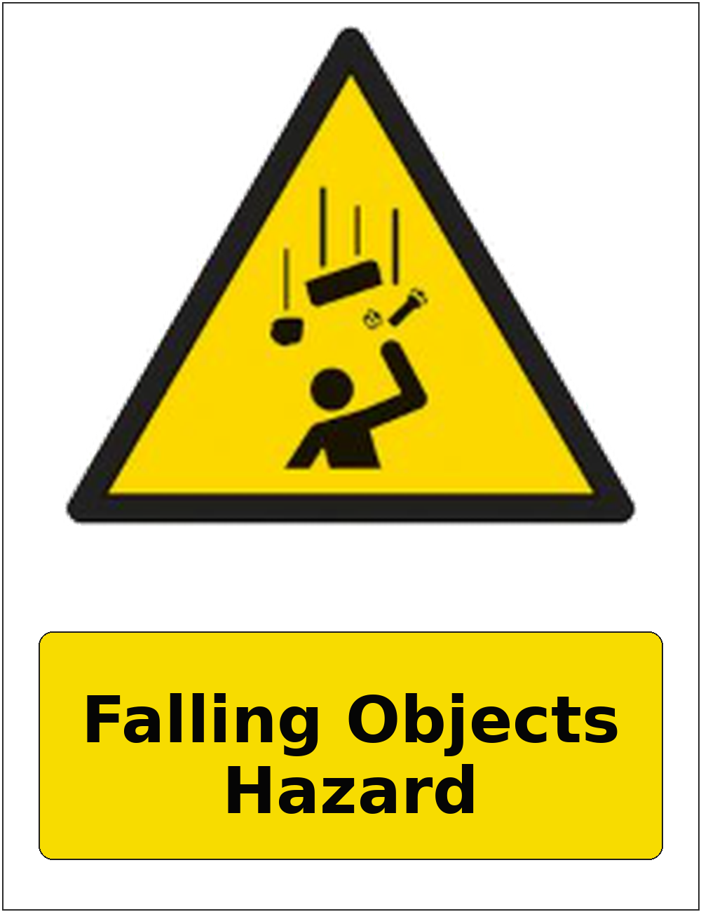 Falling Objects Hazard portrait falling objects warning sticker