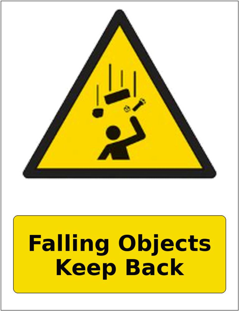 Falling Objects Keep Back portrait falling objects warning sticker