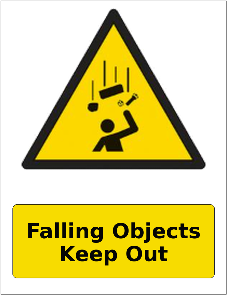 Falling Objects Keep Out portrait falling objects warning sticker