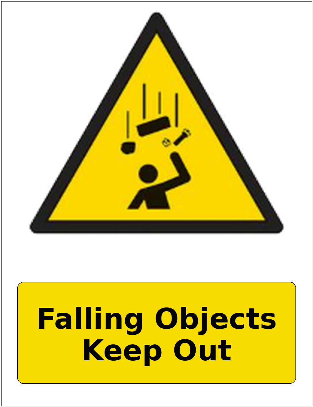 Falling Objects Keep Out portrait falling objects warning sticker