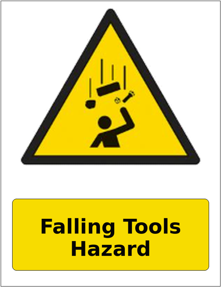 Falling Tools Hazard portrait falling objects warning sticker