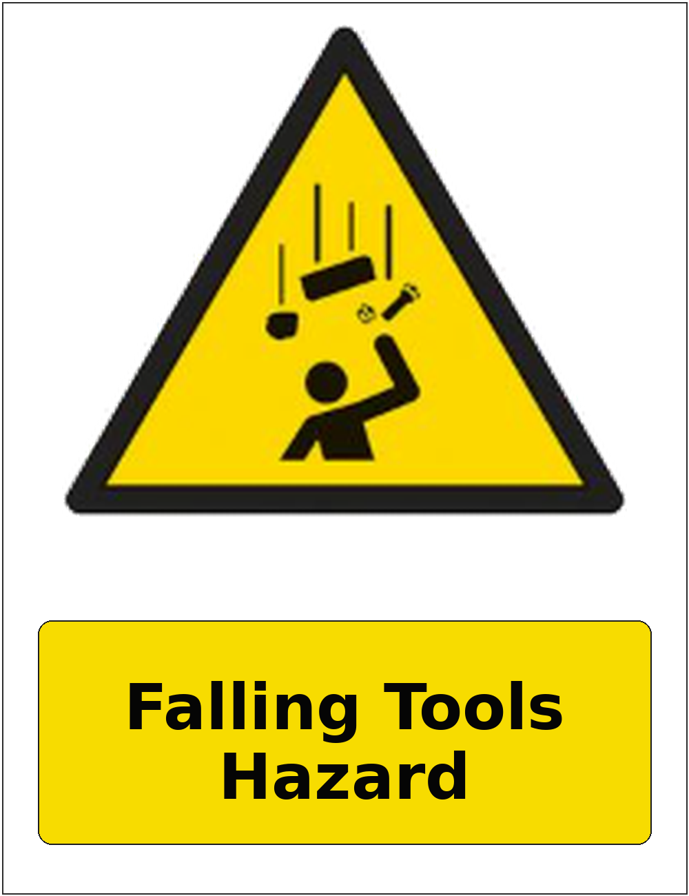 Falling Tools Hazard portrait falling objects warning sticker