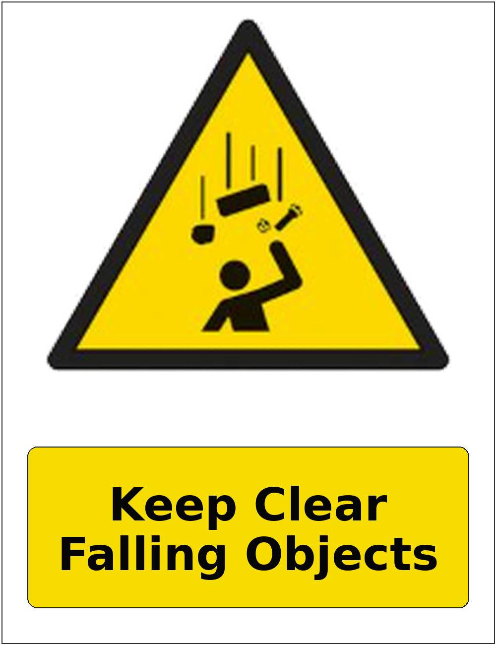 Keep Clear Falling Objects portrait falling objects warning sticker