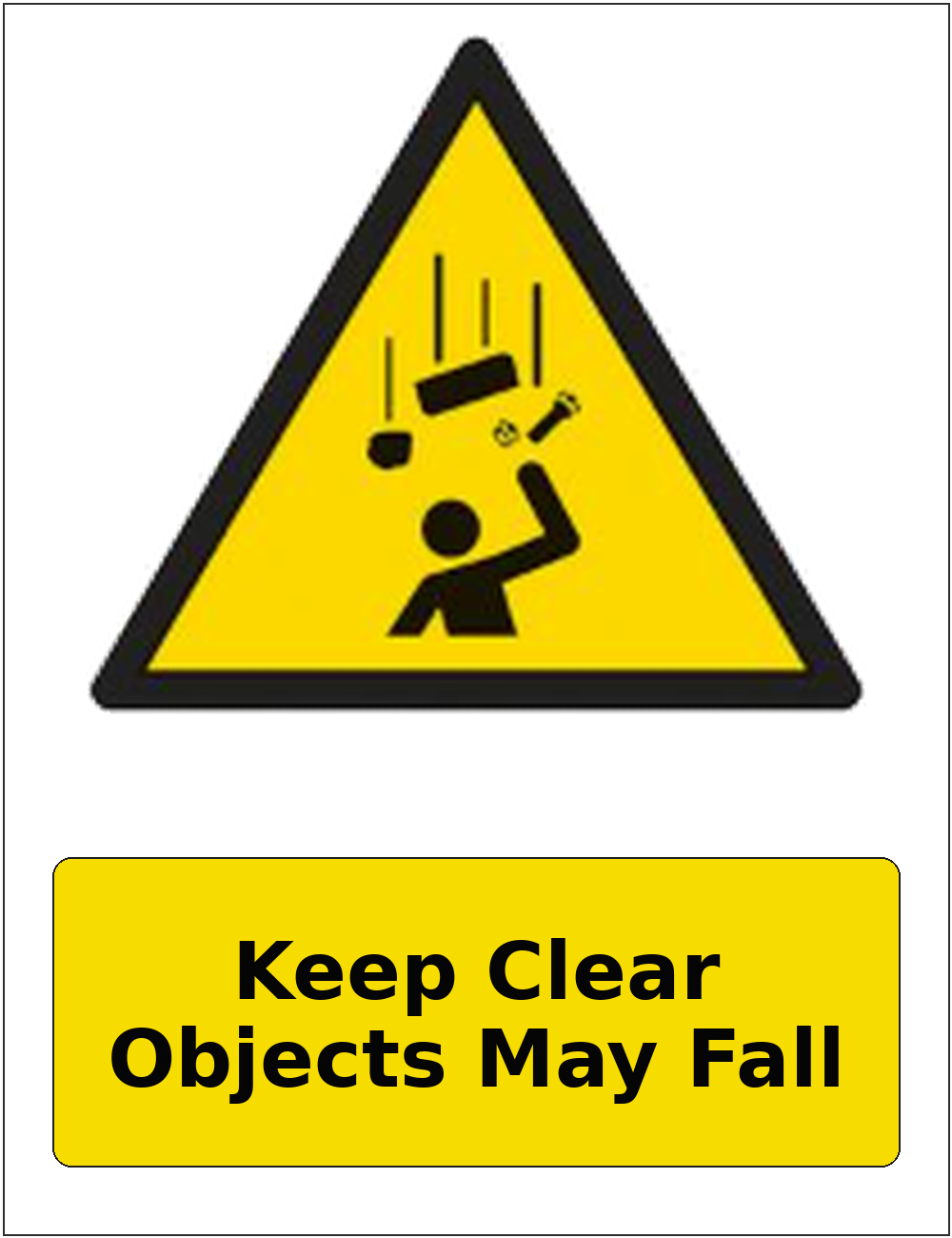 Keep Clear Objects May Fall portrait falling objects warning sticker