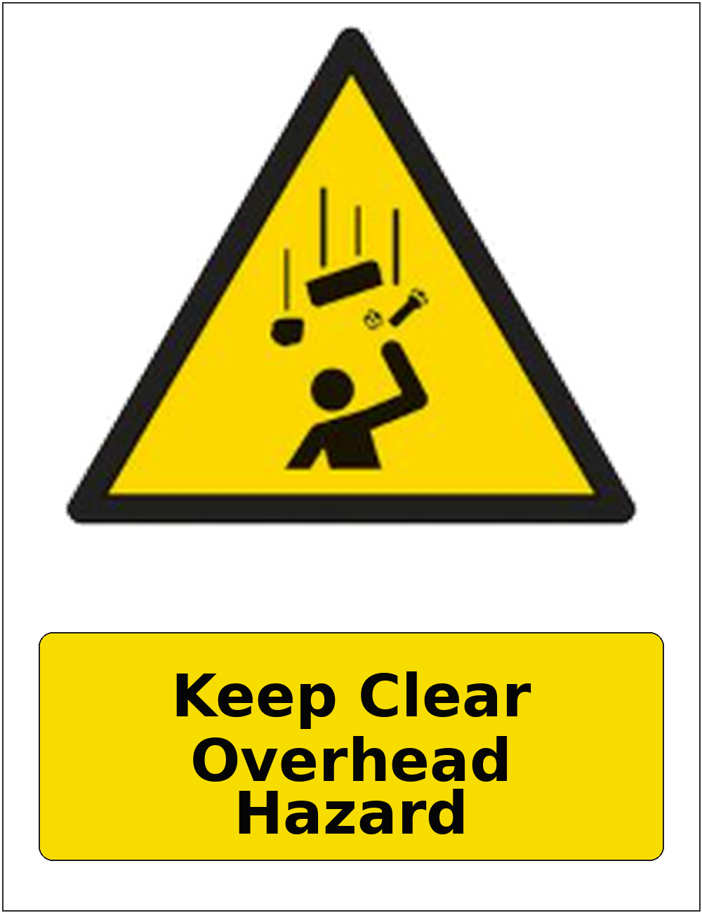 Keep Clear Overhead Hazard portrait falling objects warning sticker