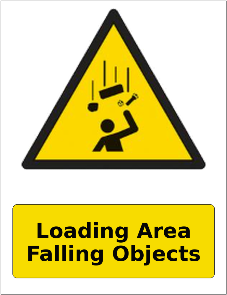 Loading Area Falling Objects portrait falling objects warning sticker