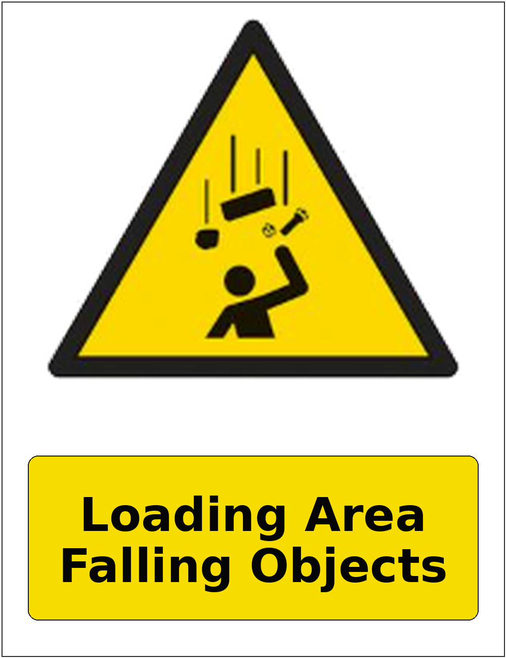 Loading Area Falling Objects portrait falling objects warning sticker