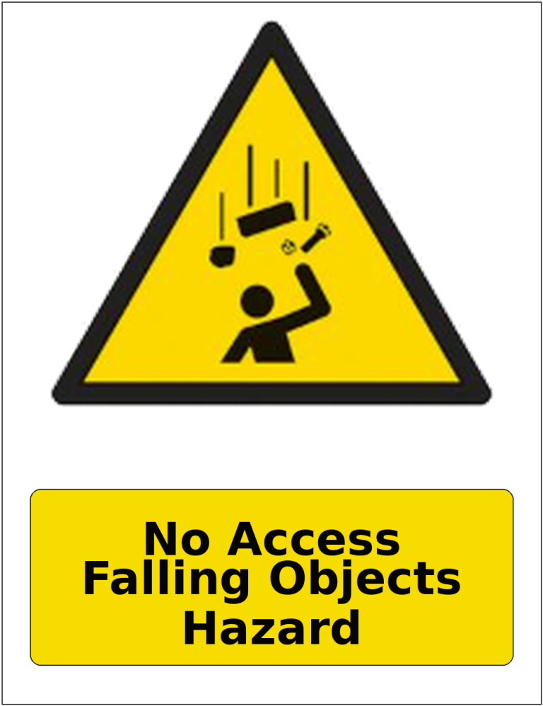 No Access Falling Objects Hazard portrait falling objects warning sticker