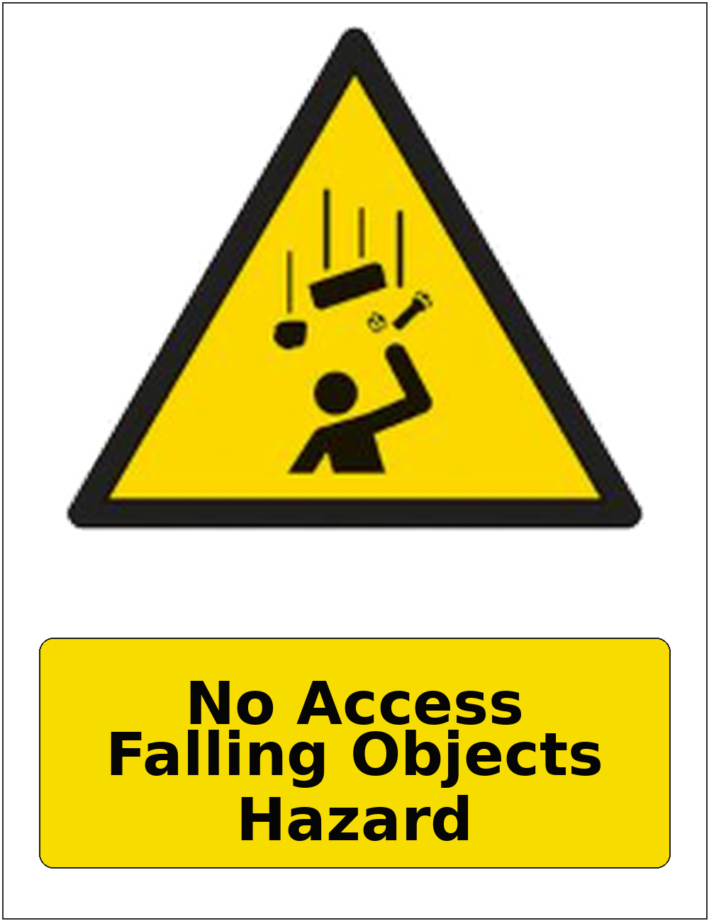 No Access Falling Objects Hazard portrait falling objects warning sticker