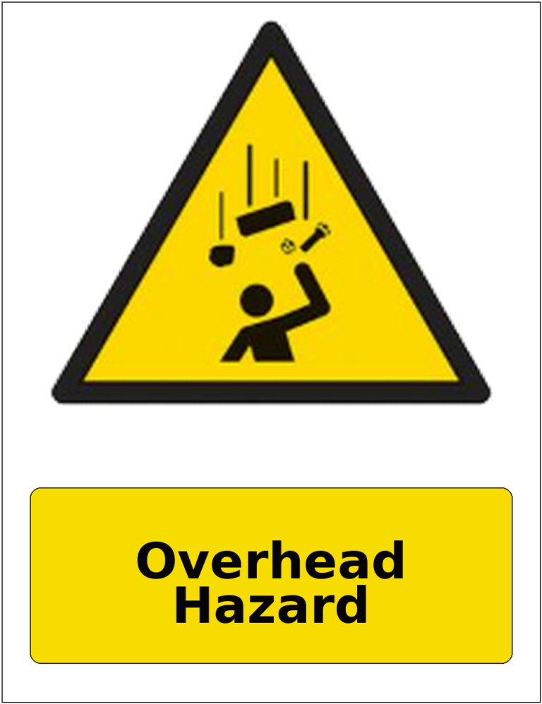 Overhead Hazard portrait falling objects warning sticker