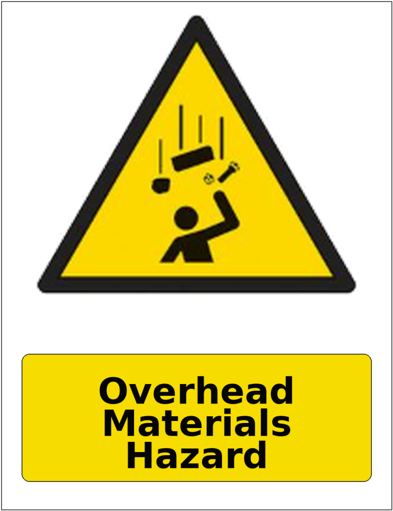 Overhead Materials Hazard portrait falling objects warning sticker