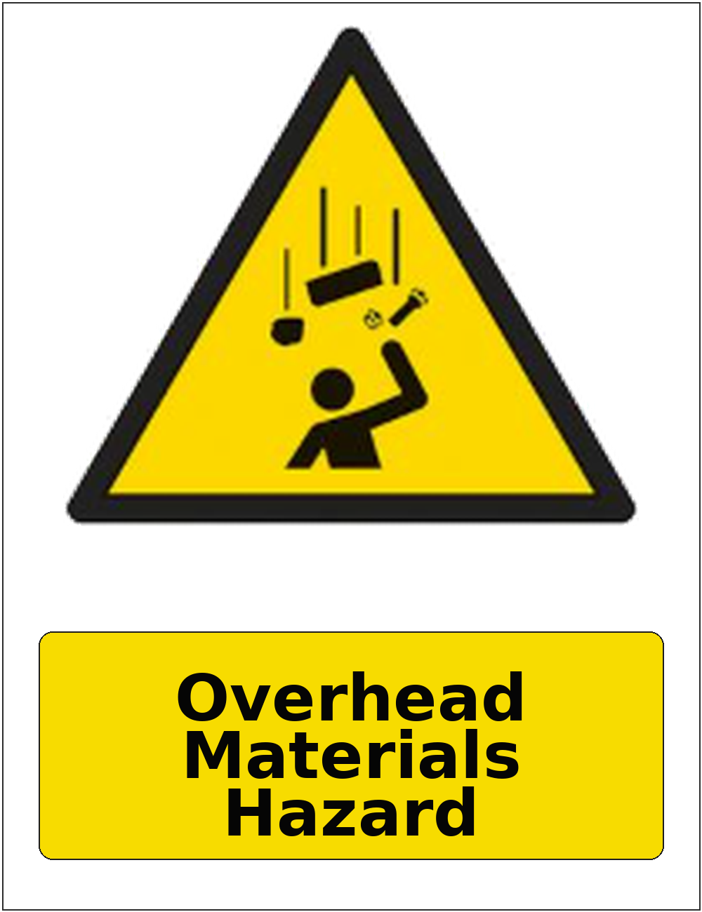 Overhead Materials Hazard portrait falling objects warning sticker