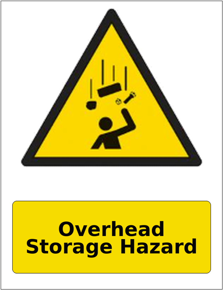 Overhead Storage Hazard portrait falling objects warning sticker