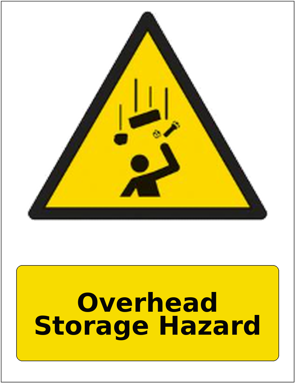 Overhead Storage Hazard portrait falling objects warning sticker