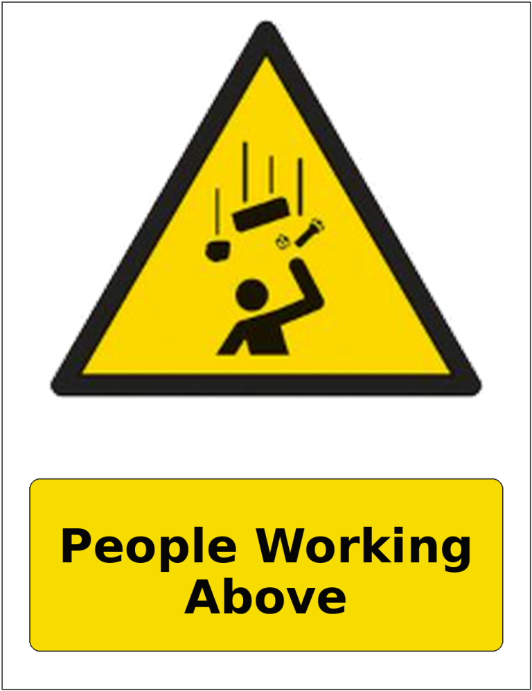 People Working Above portrait falling objects warning sticker