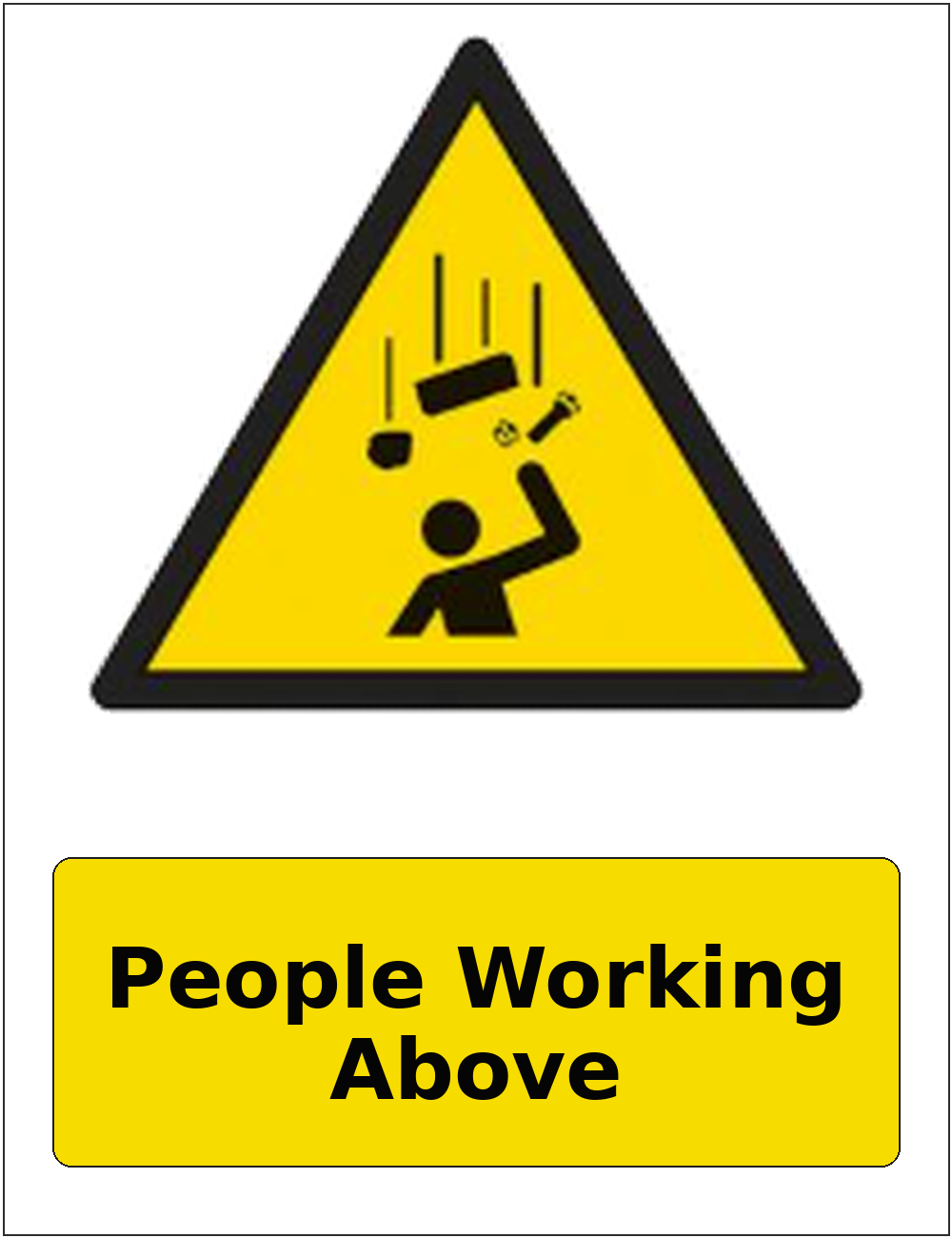 People Working Above portrait falling objects warning sticker