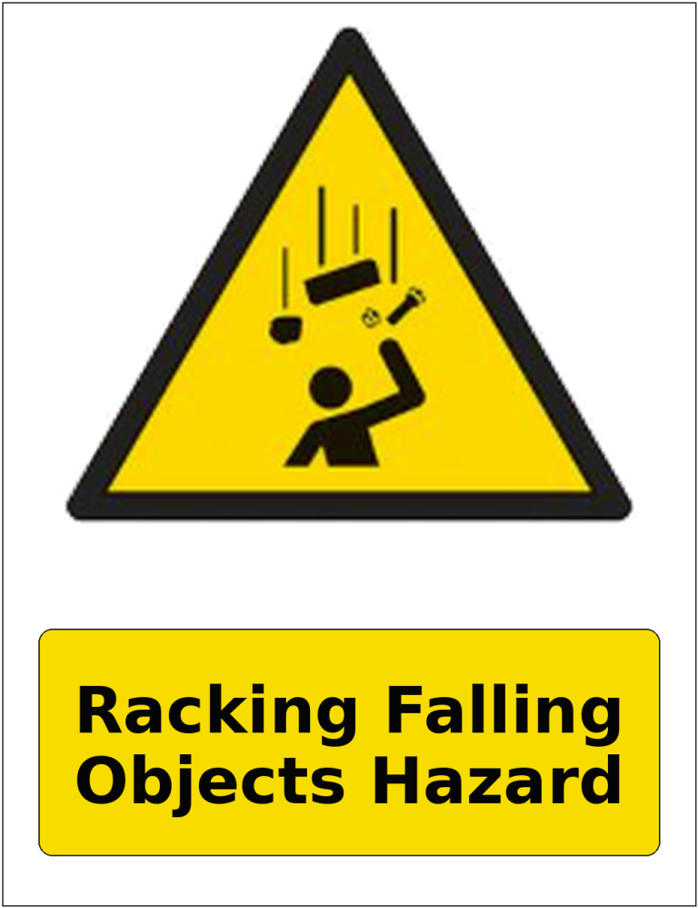 Racking Falling Objects Hazard portrait falling objects warning sticker