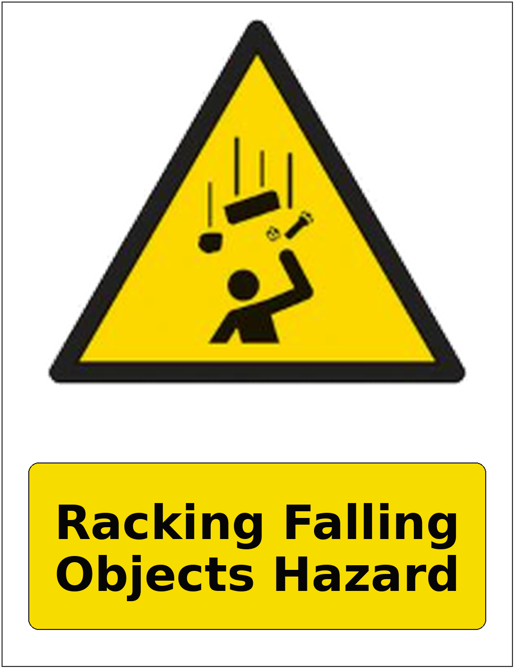 Racking Falling Objects Hazard portrait falling objects warning sticker