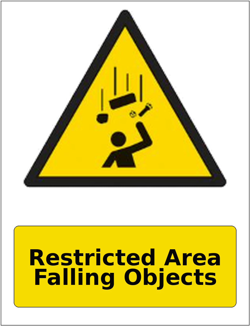 Restricted Area Falling Objects portrait falling objects warning sticker