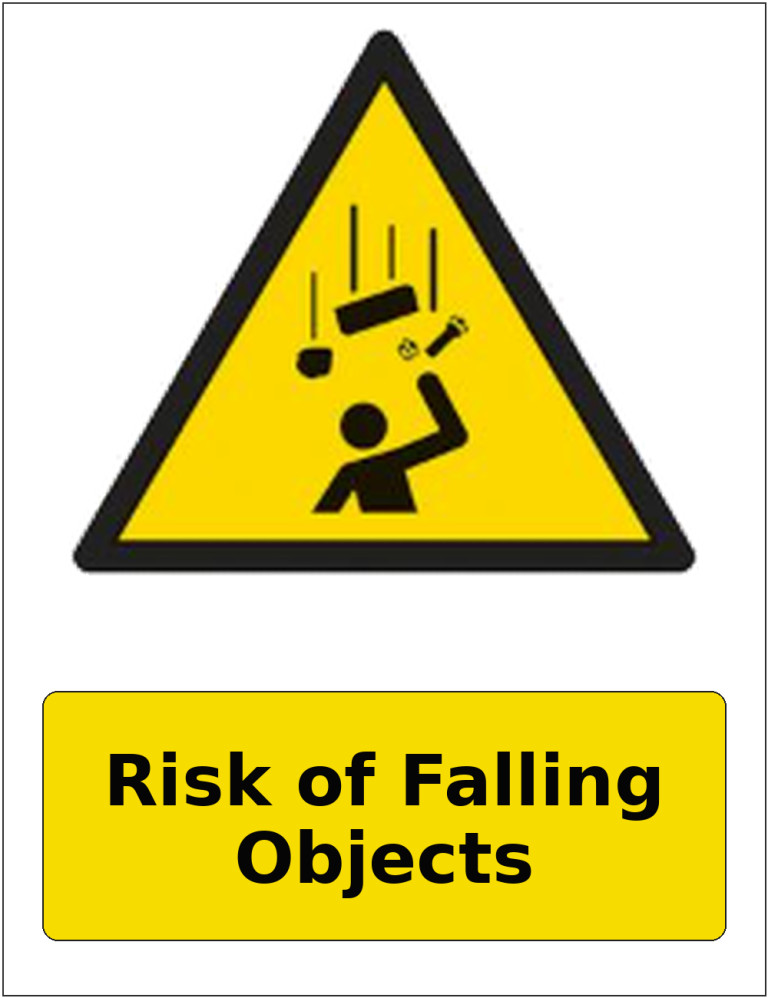 Risk of Falling Objects portrait falling objects warning sticker