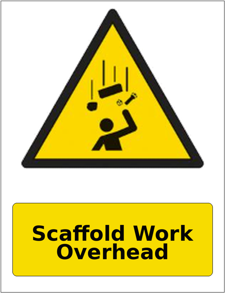 Scaffold Work Overhead portrait falling objects warning sticker