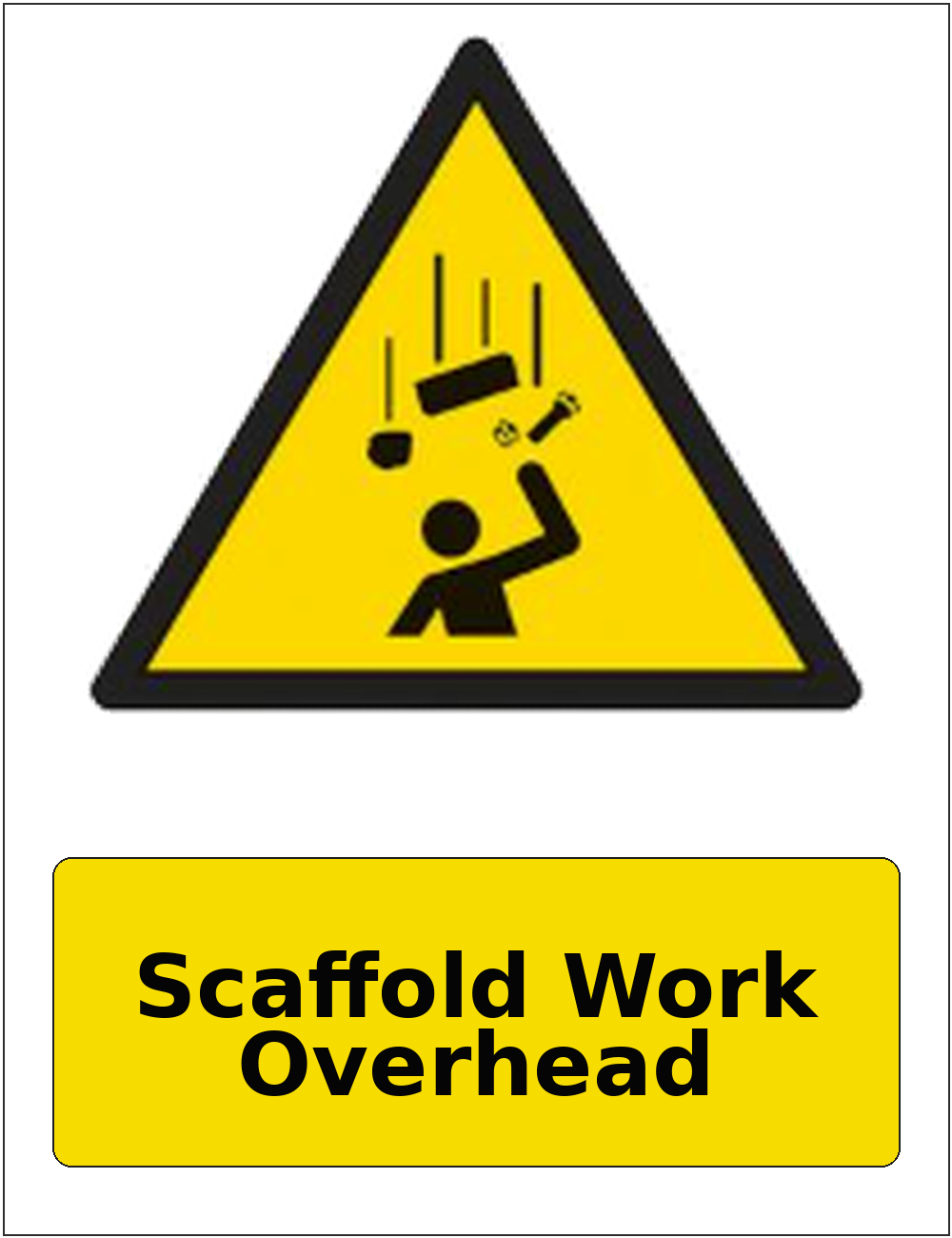 Scaffold Work Overhead portrait falling objects warning sticker