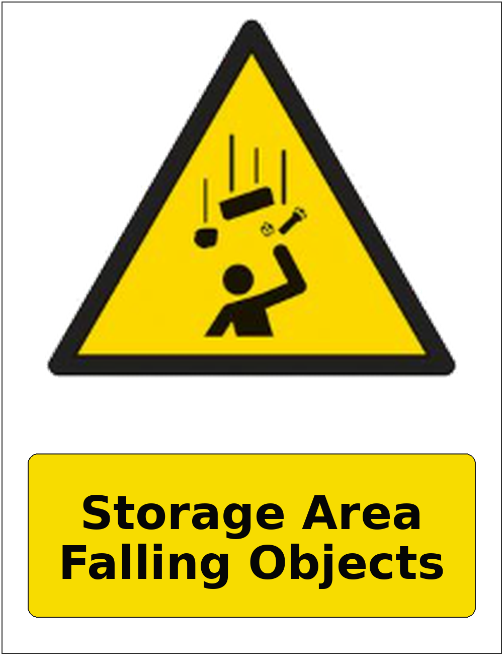 Storage Area Falling Objects portrait falling objects warning sticker