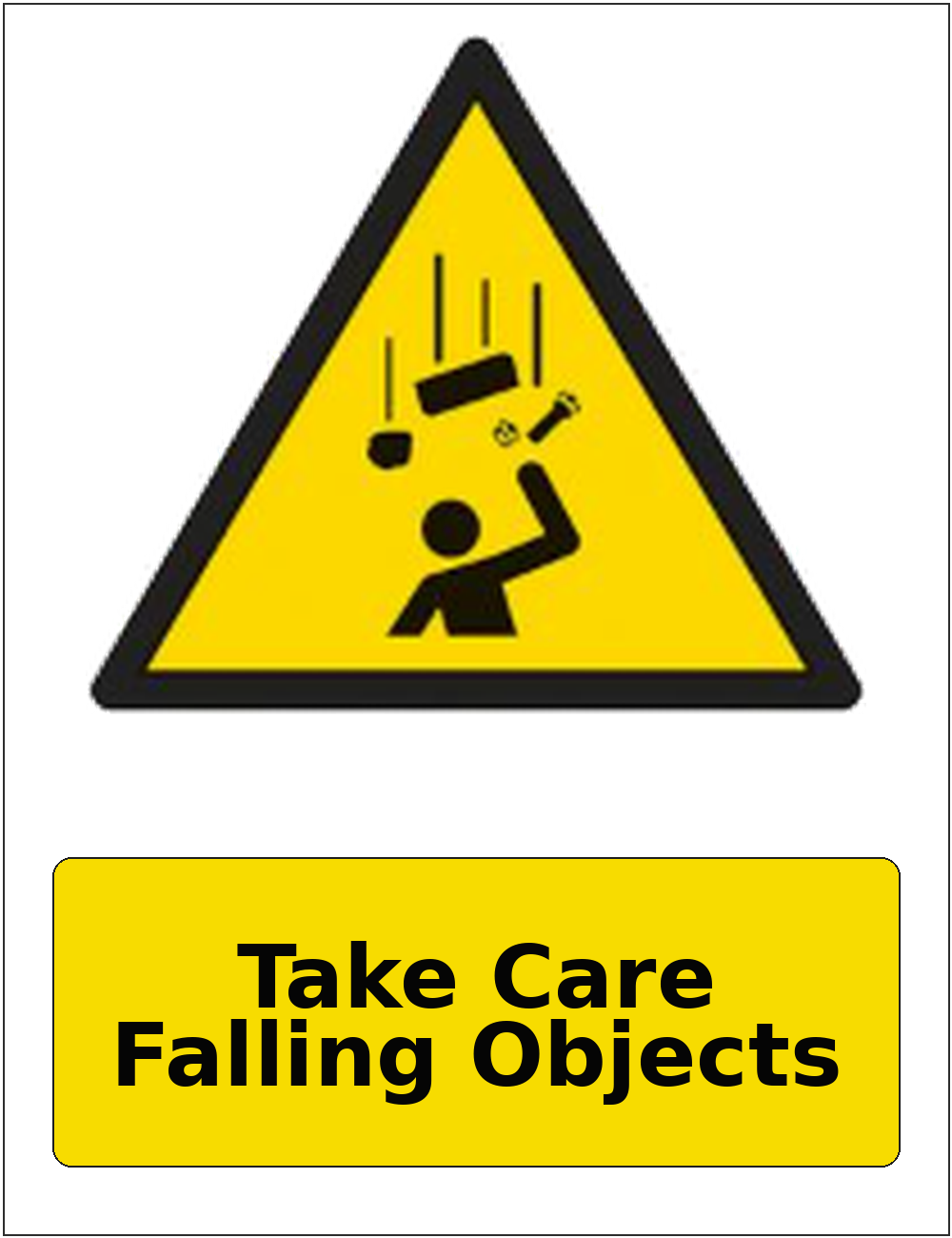 Take Care Falling Objects portrait falling objects warning sticker
