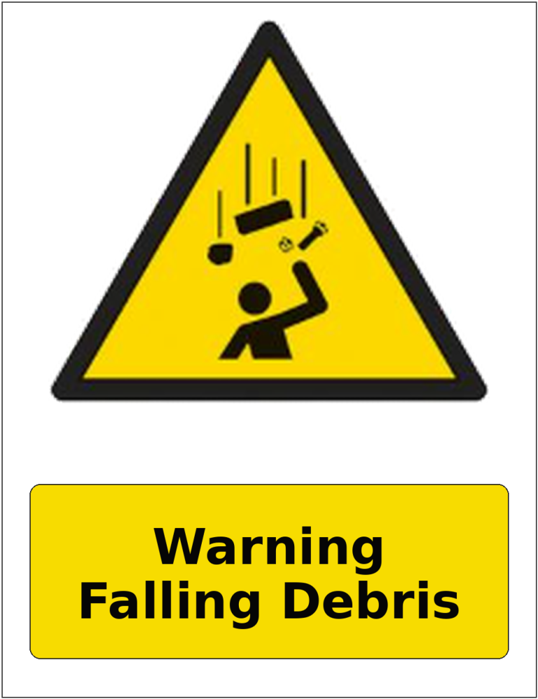 Warning Falling Debris portrait falling objects warning sticker