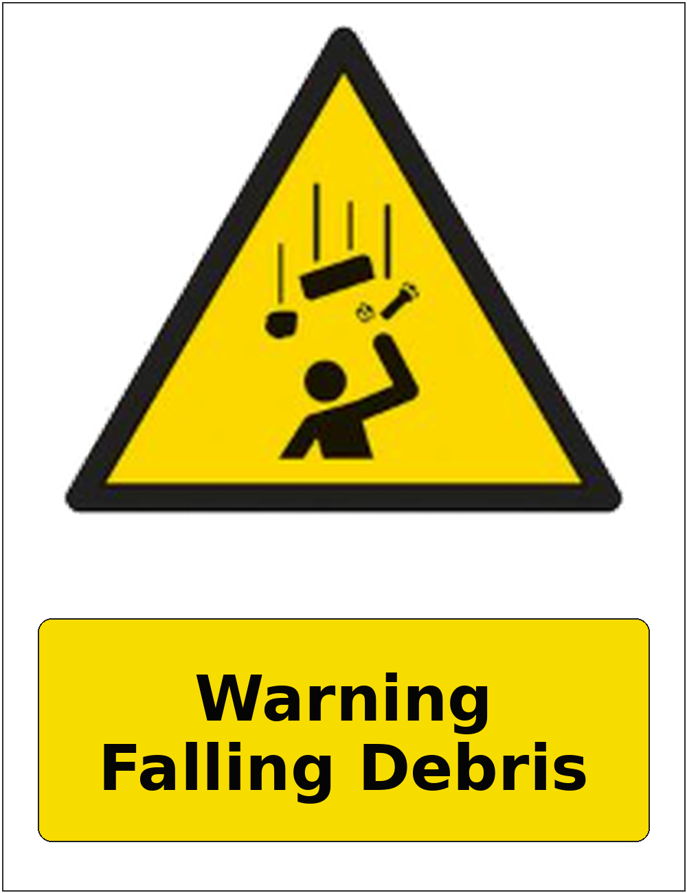Warning Falling Debris portrait falling objects warning sticker