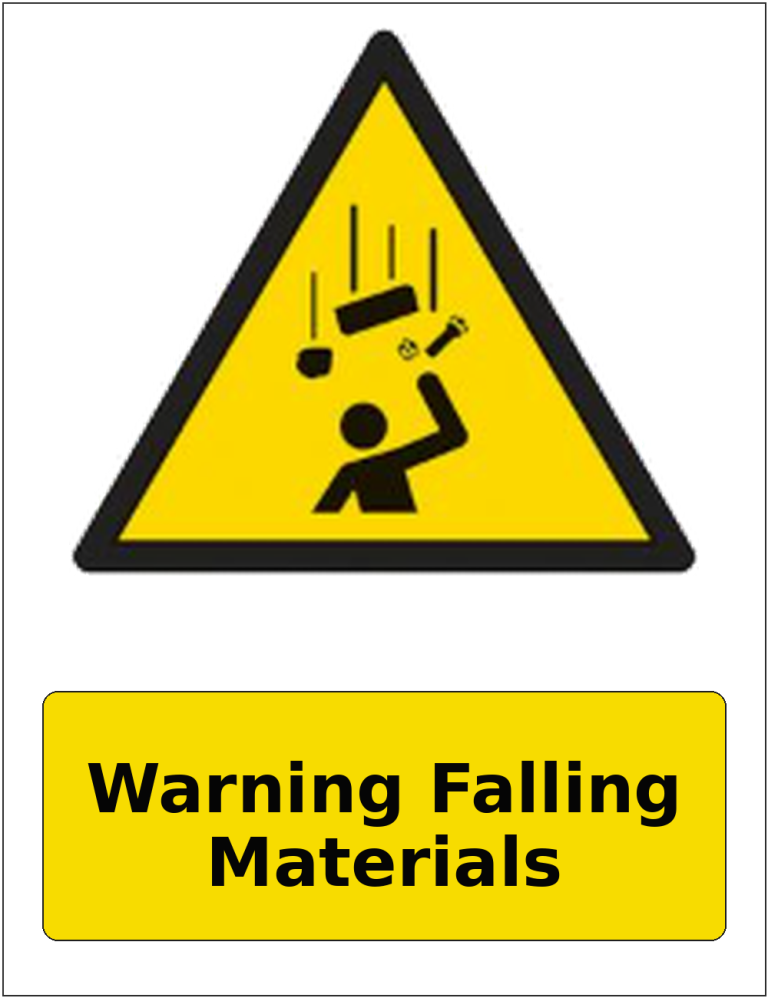 Warning Falling Materials portrait falling objects warning sticker