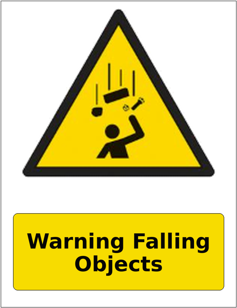 Warning Falling Objects portrait falling objects warning sticker