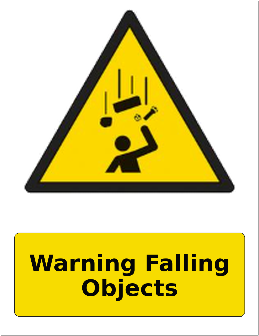Warning Falling Objects portrait falling objects warning sticker