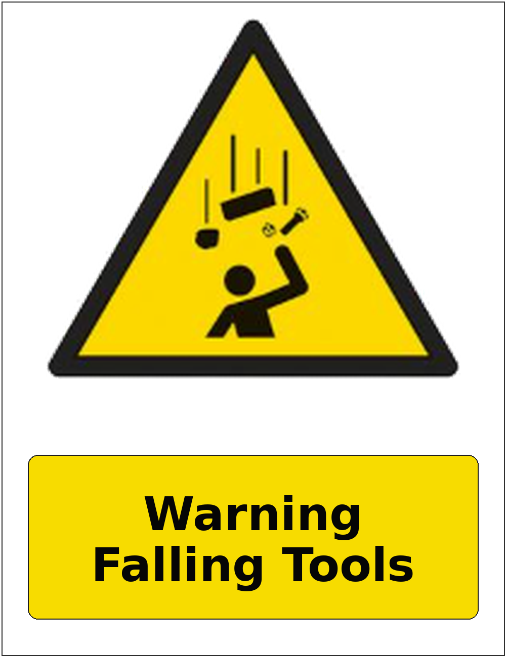 Warning Falling Tools portrait falling objects warning sticker