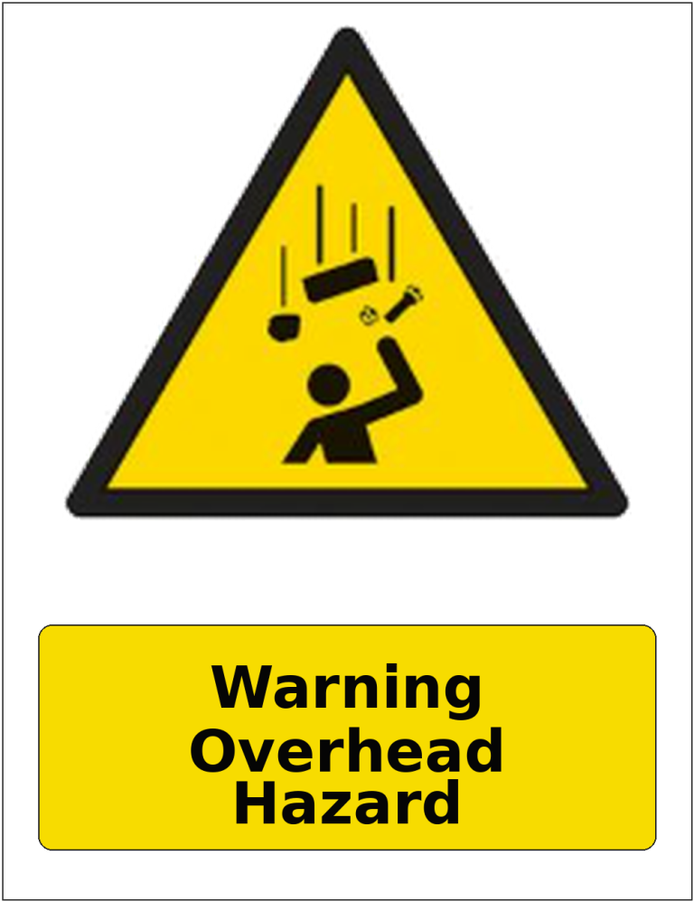 Warning Overhead Hazard portrait falling objects warning sticker
