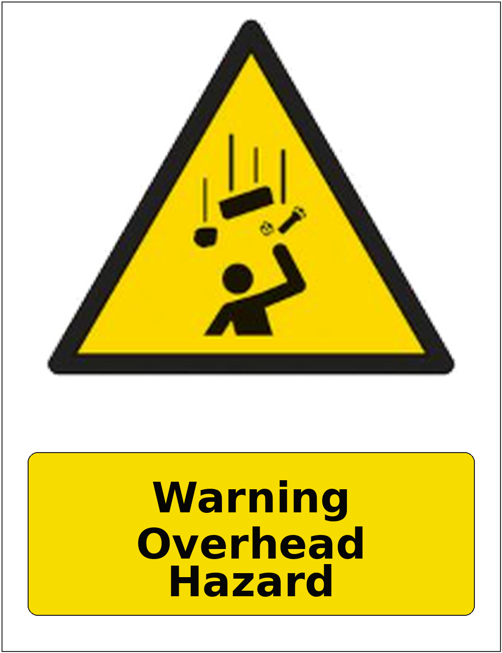 Warning Overhead Hazard portrait falling objects warning sticker