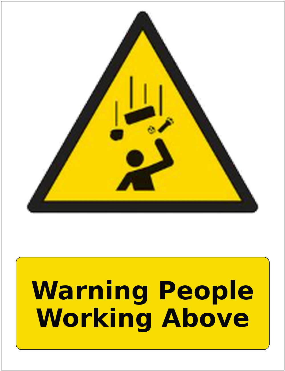 Warning People Working Above portrait falling objects warning sticker